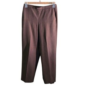 Alfred Dunner Brown Pinstripe Dress Pants Stretch Straight Leg 2 Pocket Women 10